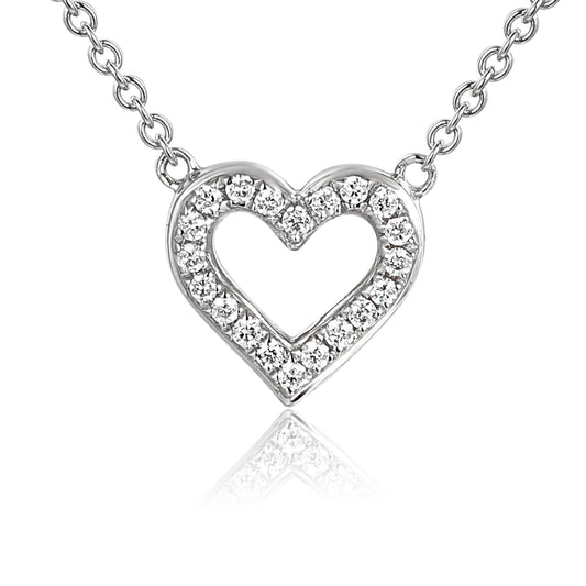 Micro Set Round Diamond Heart Necklace
