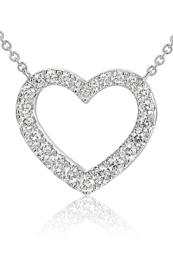 Micro Set Round Diamond Heart Necklace