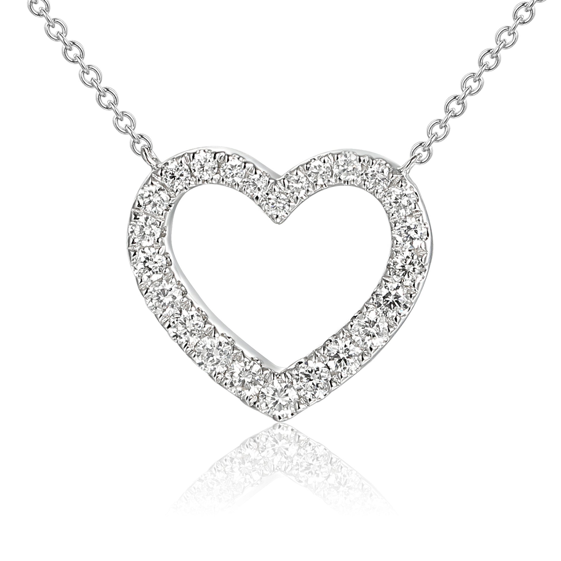 Micro Set Round Diamond Heart Necklace