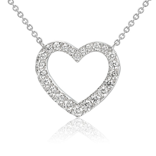 Micro Set Round Diamond Heart Necklace