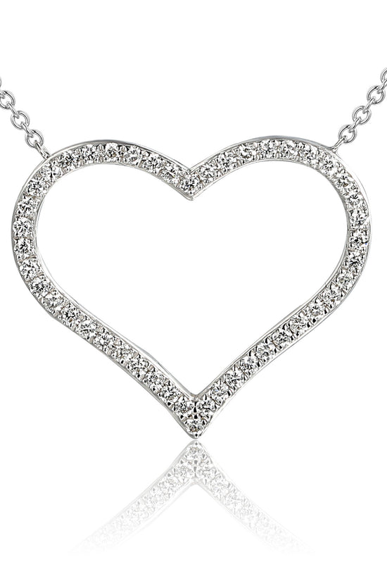 Micro Set Round Diamond Heart Necklace
