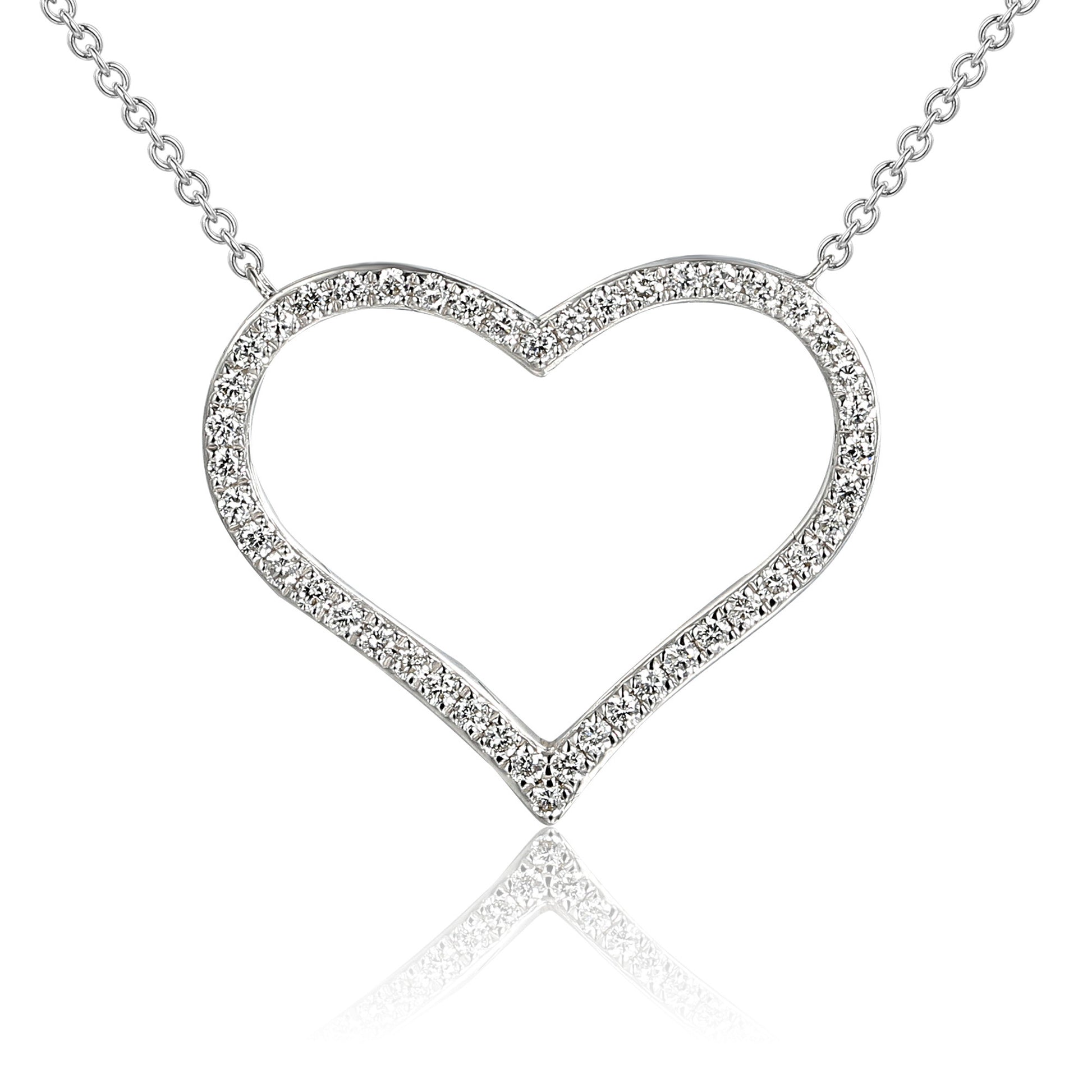 Micro Set Round Diamond Heart Necklace