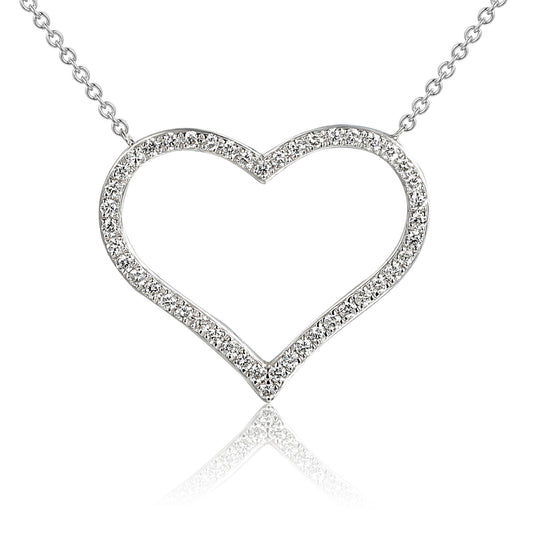 Micro Set Round Diamond Heart Necklace