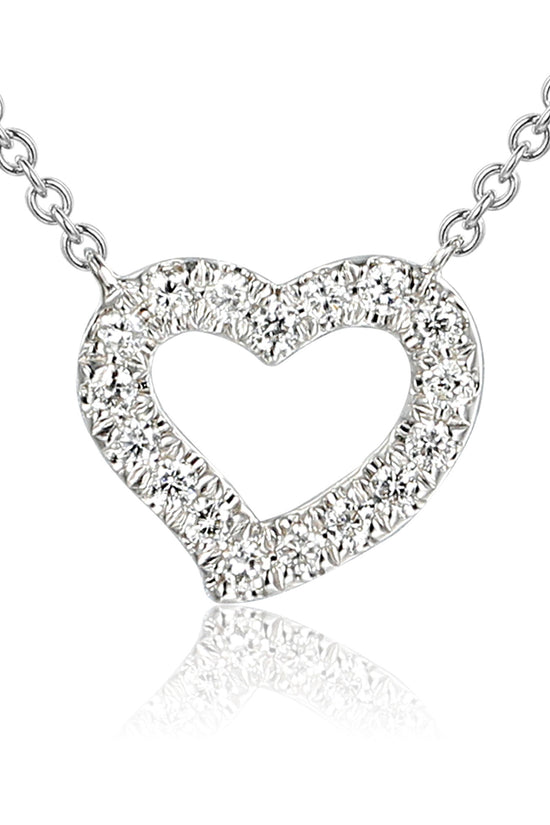 Micro Set Round Diamond Heart Necklace