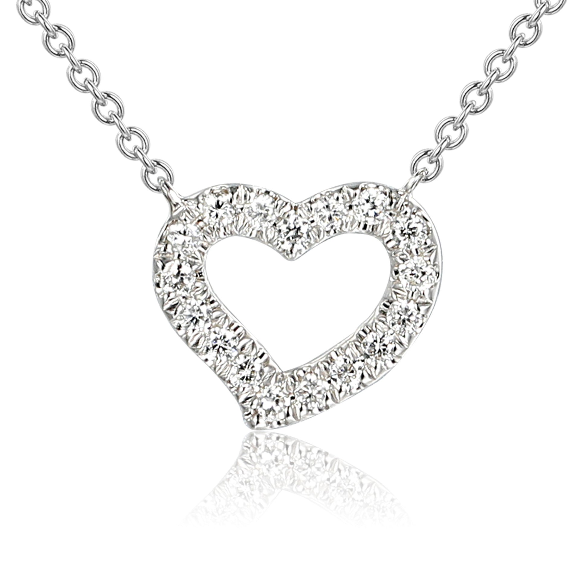 Micro Set Round Diamond Heart Necklace