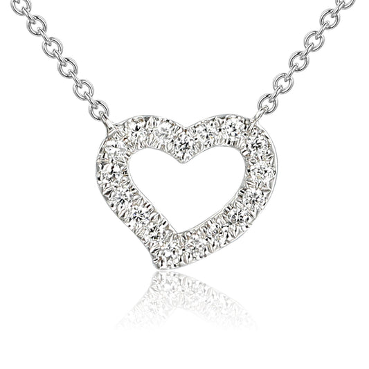 Micro Set Round Diamond Heart Necklace