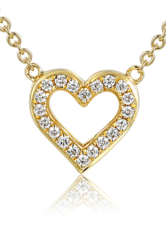 Micro Set Round Diamond Heart Necklace