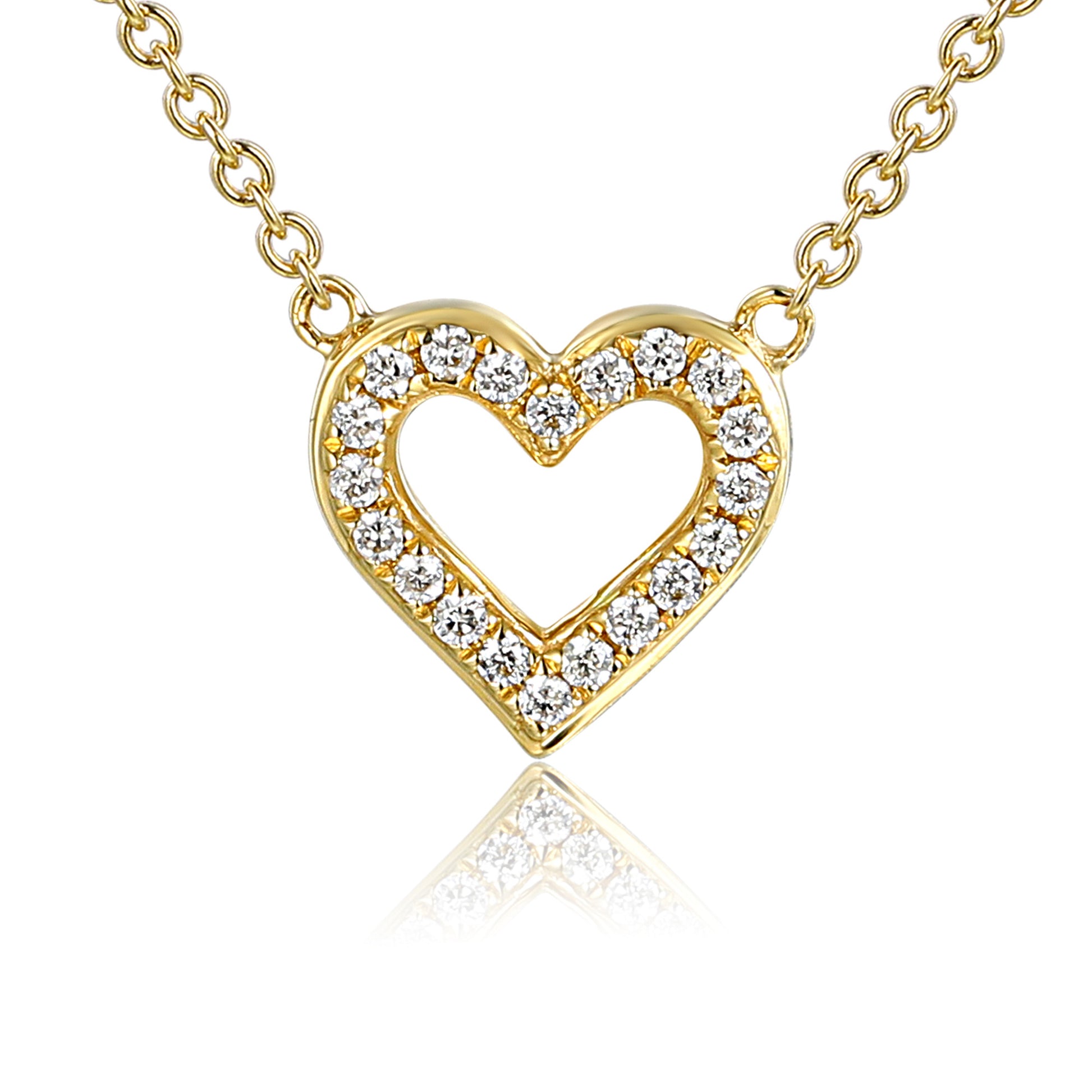 Micro Set Round Diamond Heart Necklace