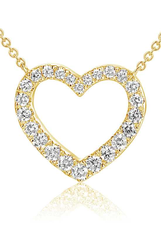 Micro Set Round Diamond Heart Necklace