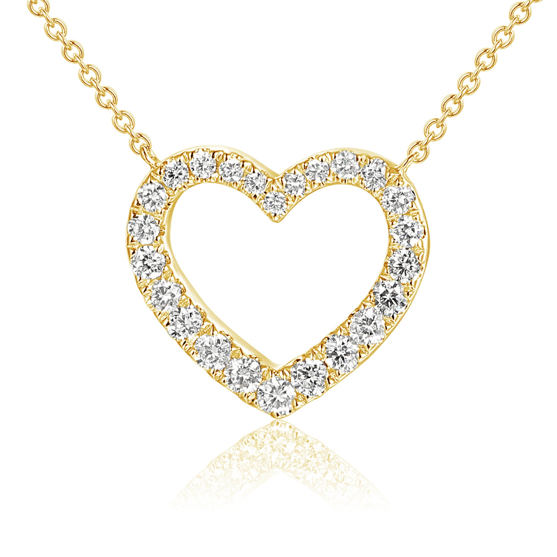 Micro Set Round Diamond Heart Necklace