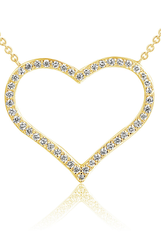 Micro Set Round Diamond Heart Necklace