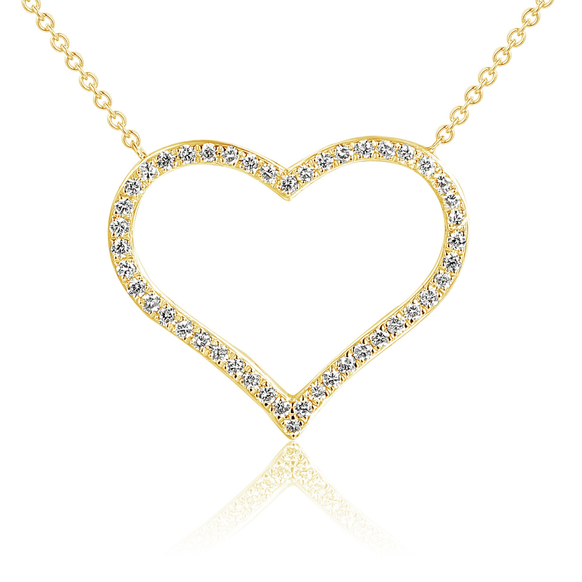 Micro Set Round Diamond Heart Necklace