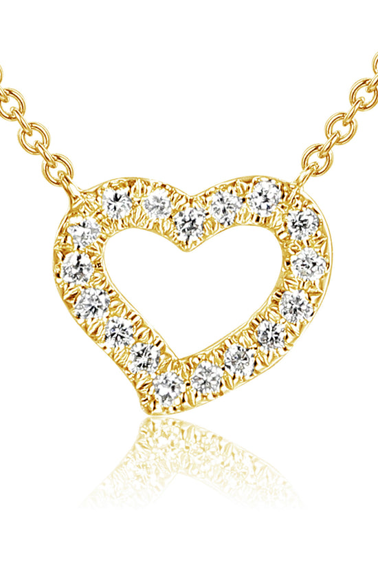 Micro Set Round Diamond Heart Necklace