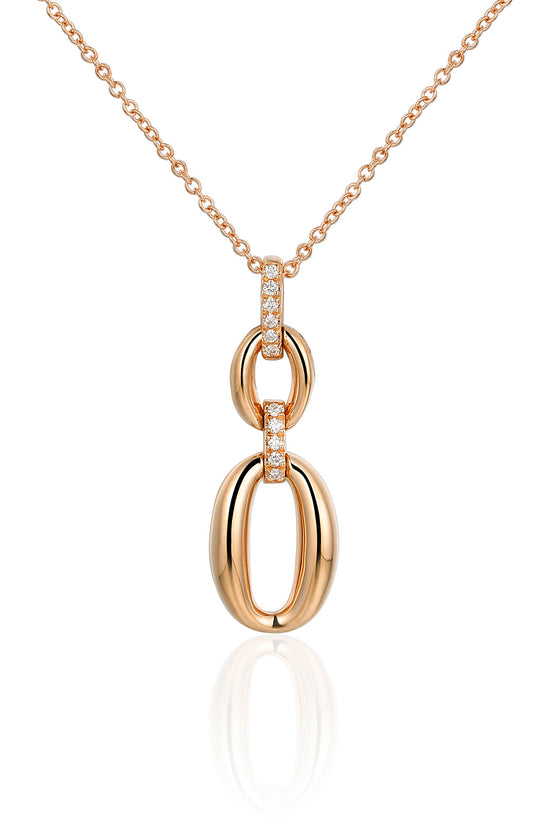 Micro Set Round Diamond Oval Shape Drop Necklace