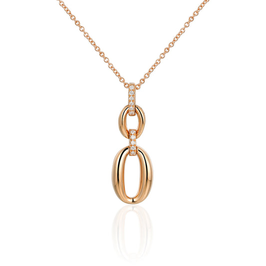 Micro Set Round Diamond Oval Shape Drop Necklace