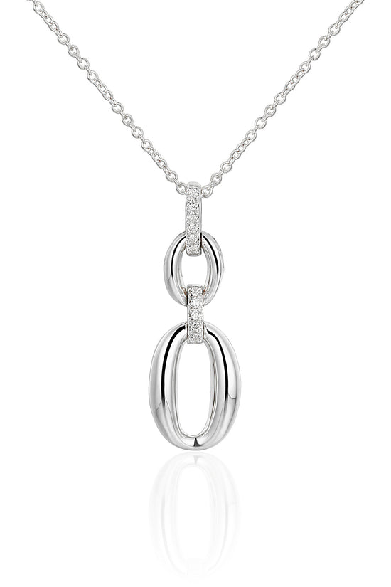 Micro Set Round Diamond Oval Shape Drop Necklace