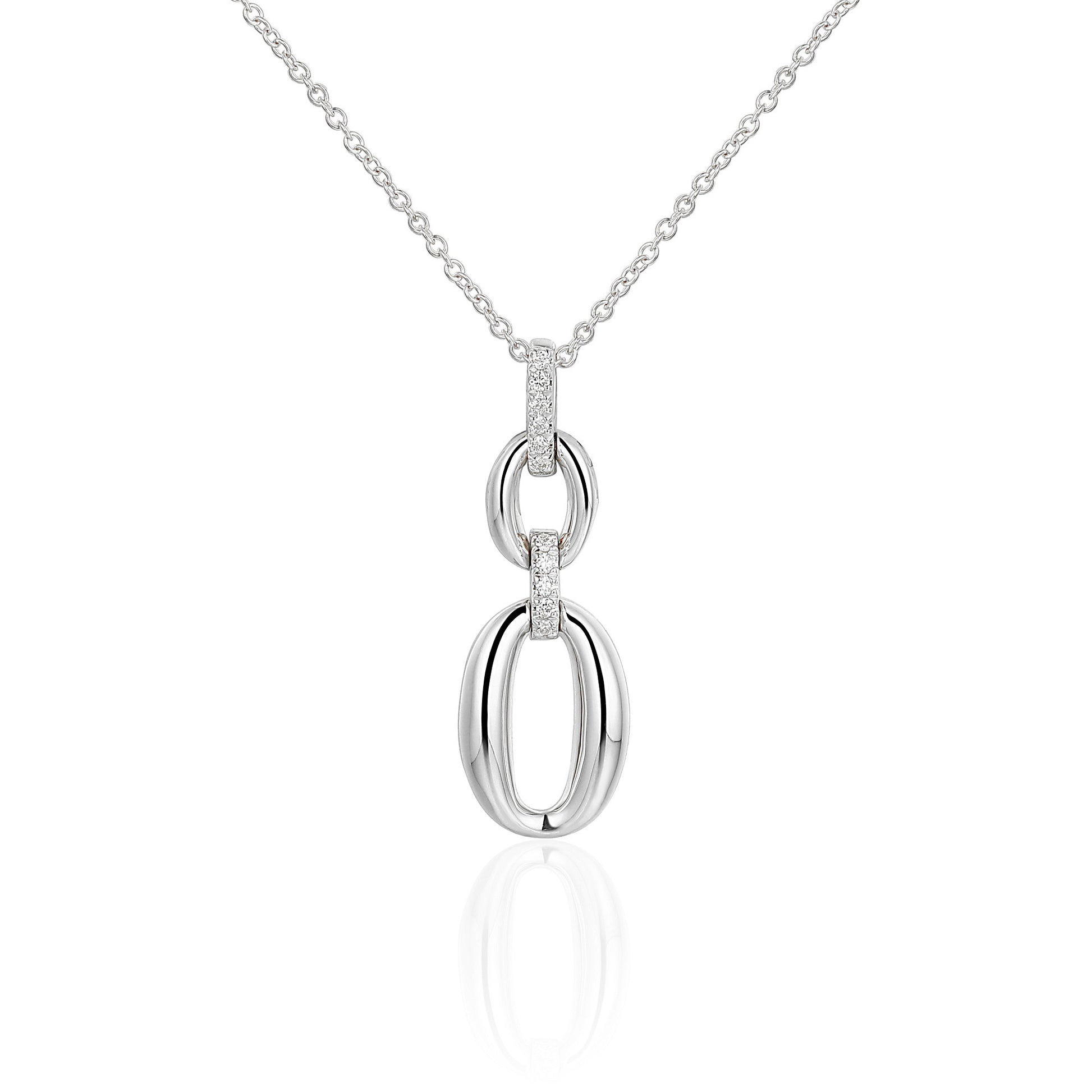 Micro Set Round Diamond Oval Shape Drop Necklace