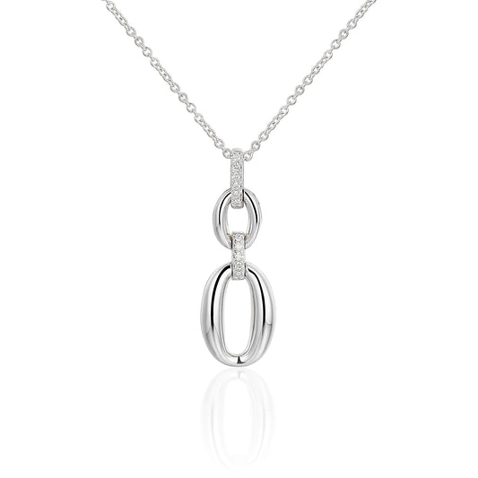 Micro Set Round Diamond Oval Shape Drop Necklace