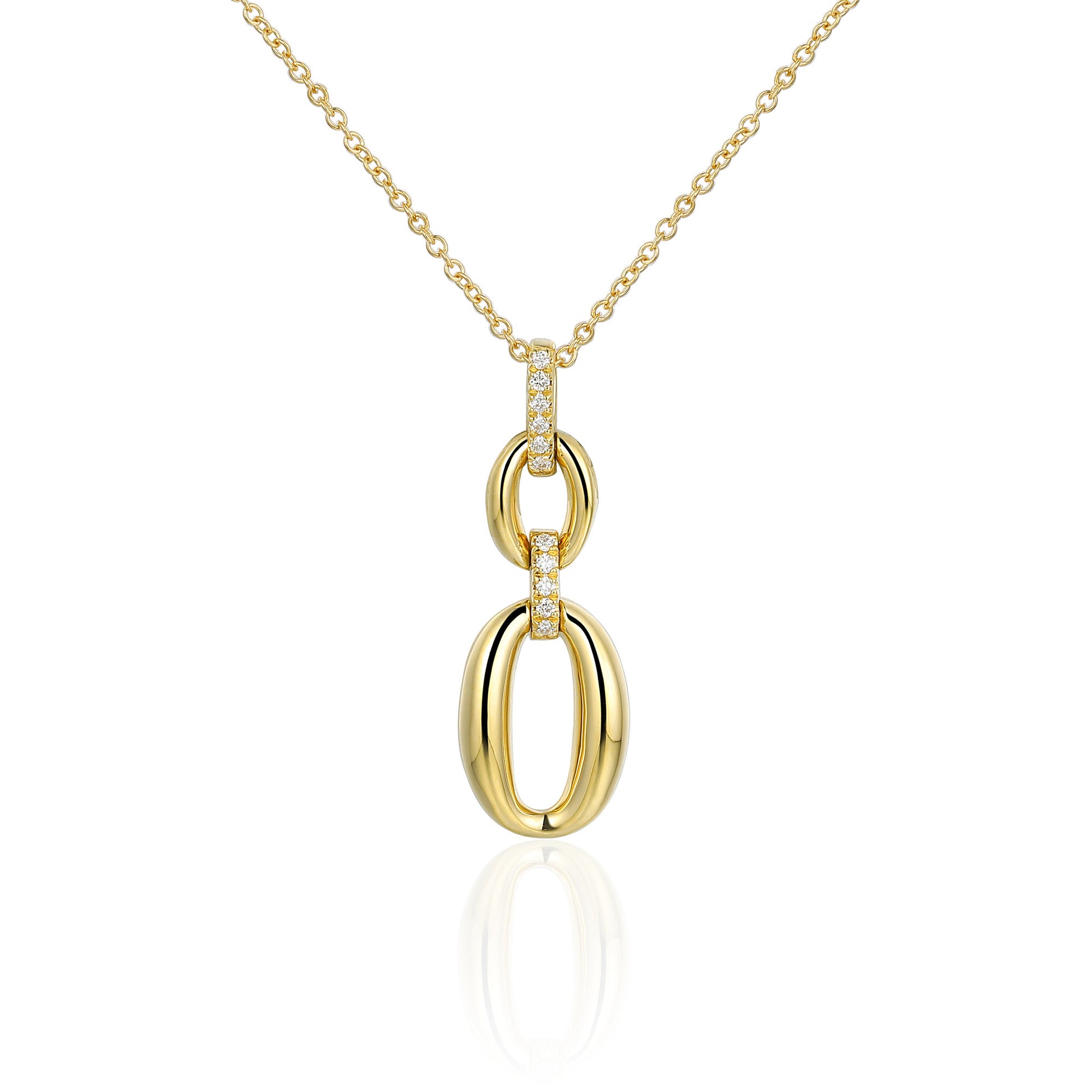 Micro Set Round Diamond Oval Shape Drop Necklace