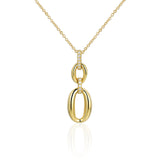 Micro Set Round Diamond Oval Shape Drop Necklace