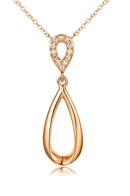 Micro Set Round Diamond Pear Shape Drop Necklace