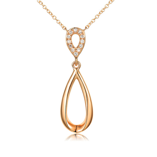 Micro Set Round Diamond Pear Shape Drop Necklace