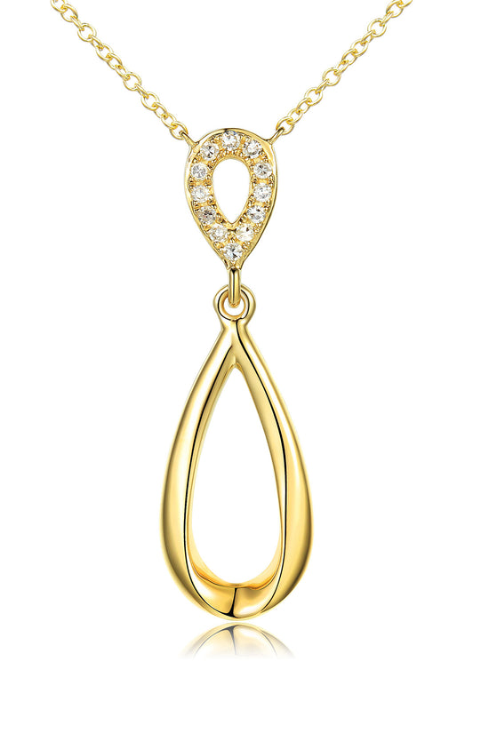 Micro Set Round Diamond Pear Shape Drop Necklace