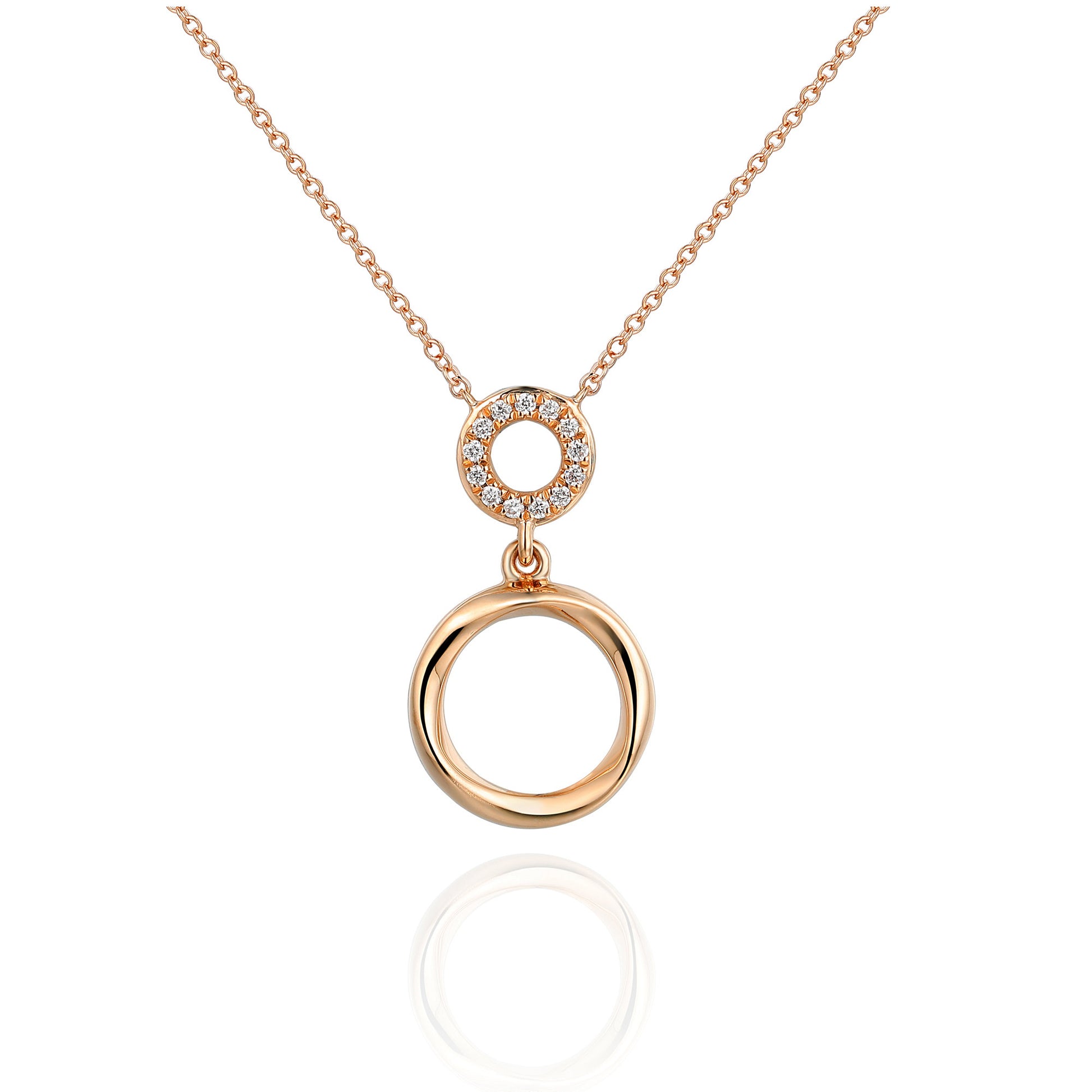 Micro Set Round Diamond Round Shape Drop Necklace