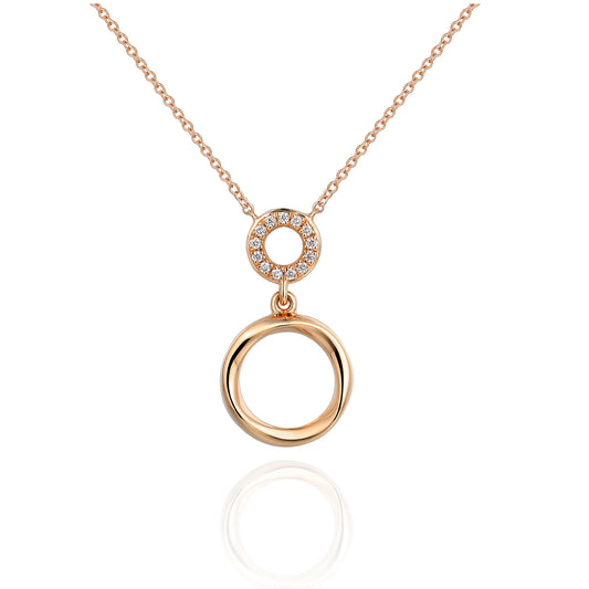 Micro Set Round Diamond Round Shape Drop Necklace
