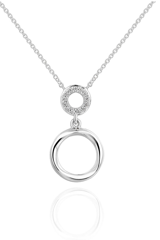 Micro Set Round Diamond Round Shape Drop Necklace