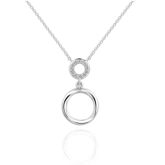 Micro Set Round Diamond Round Shape Drop Necklace