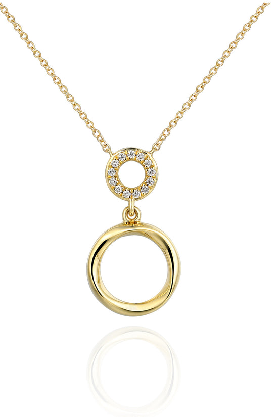Micro Set Round Diamond Round Shape Drop Necklace