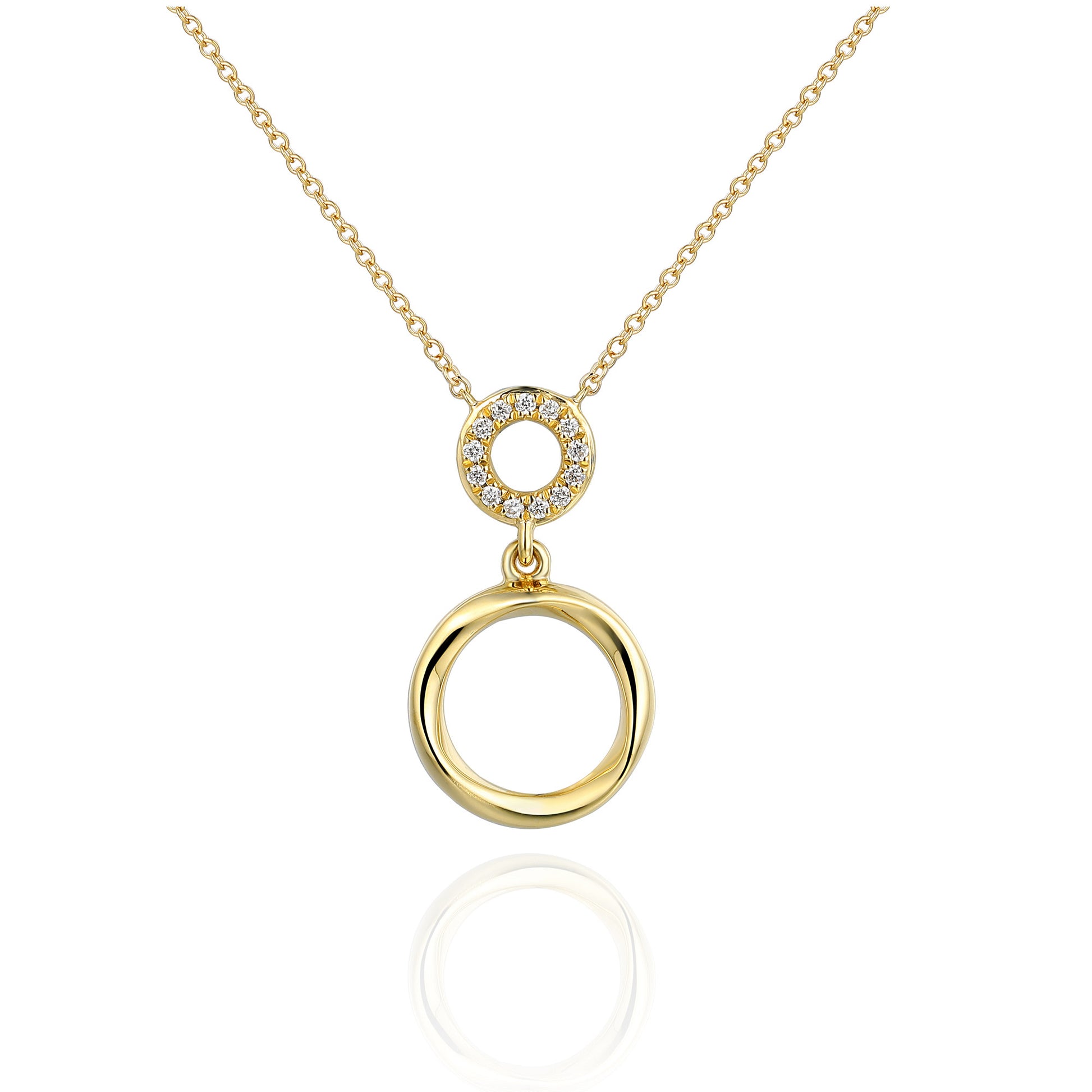 Micro Set Round Diamond Round Shape Drop Necklace