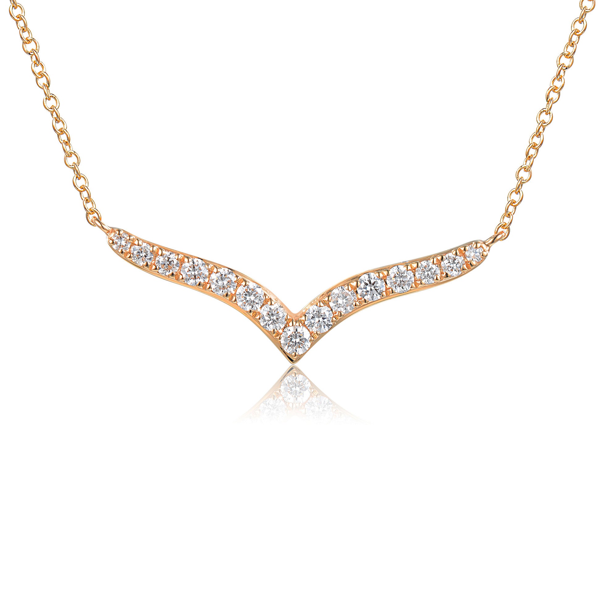 Micro Set Wishbone Diamond Necklace