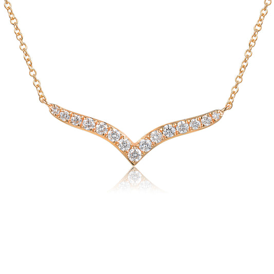Micro Set Wishbone Diamond Necklace