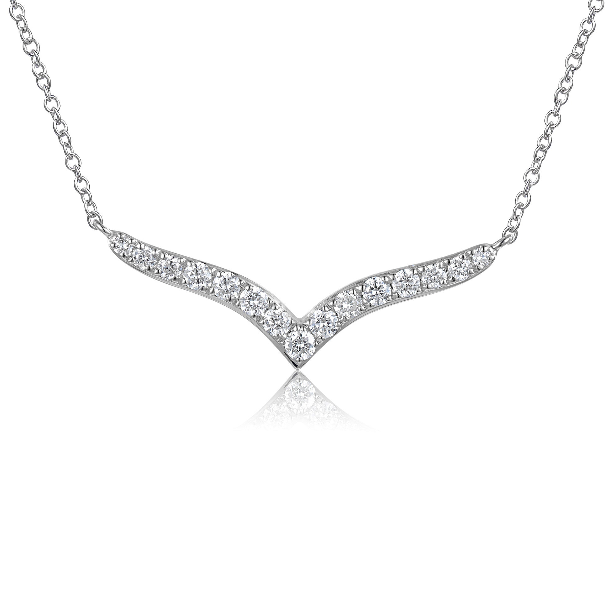 Micro Set Wishbone Diamond Necklace