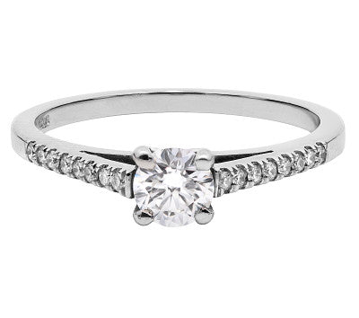 Natural GIA Round Brilliant with Shoulder Diamonds