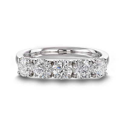 Natural 5 Stone Ring with Round Cut Diamond
