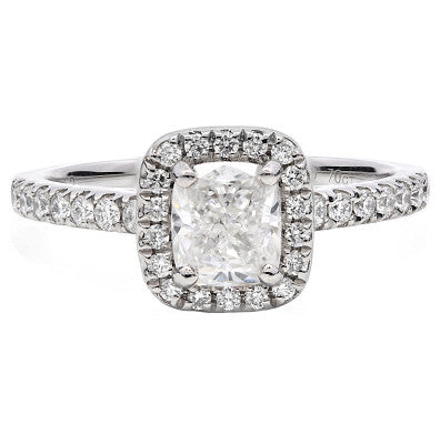 Natural Elongated Cushion Halo with Shoulder Diamonds
