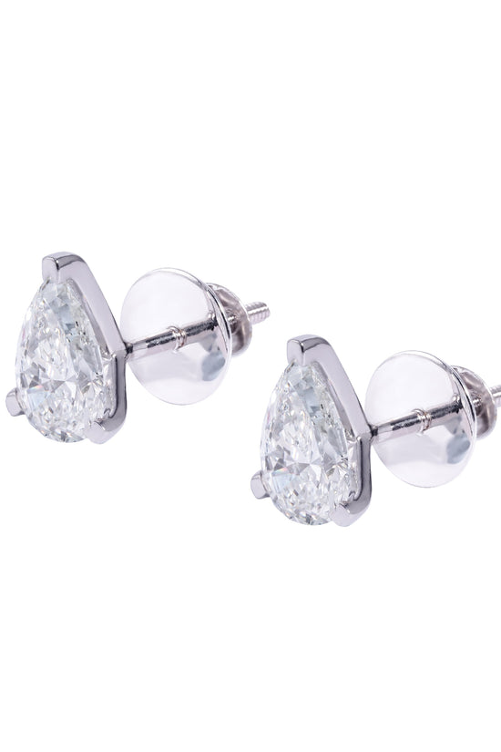 Pear Stud Earrings  in Martini Setting- GIA/IGI certified
