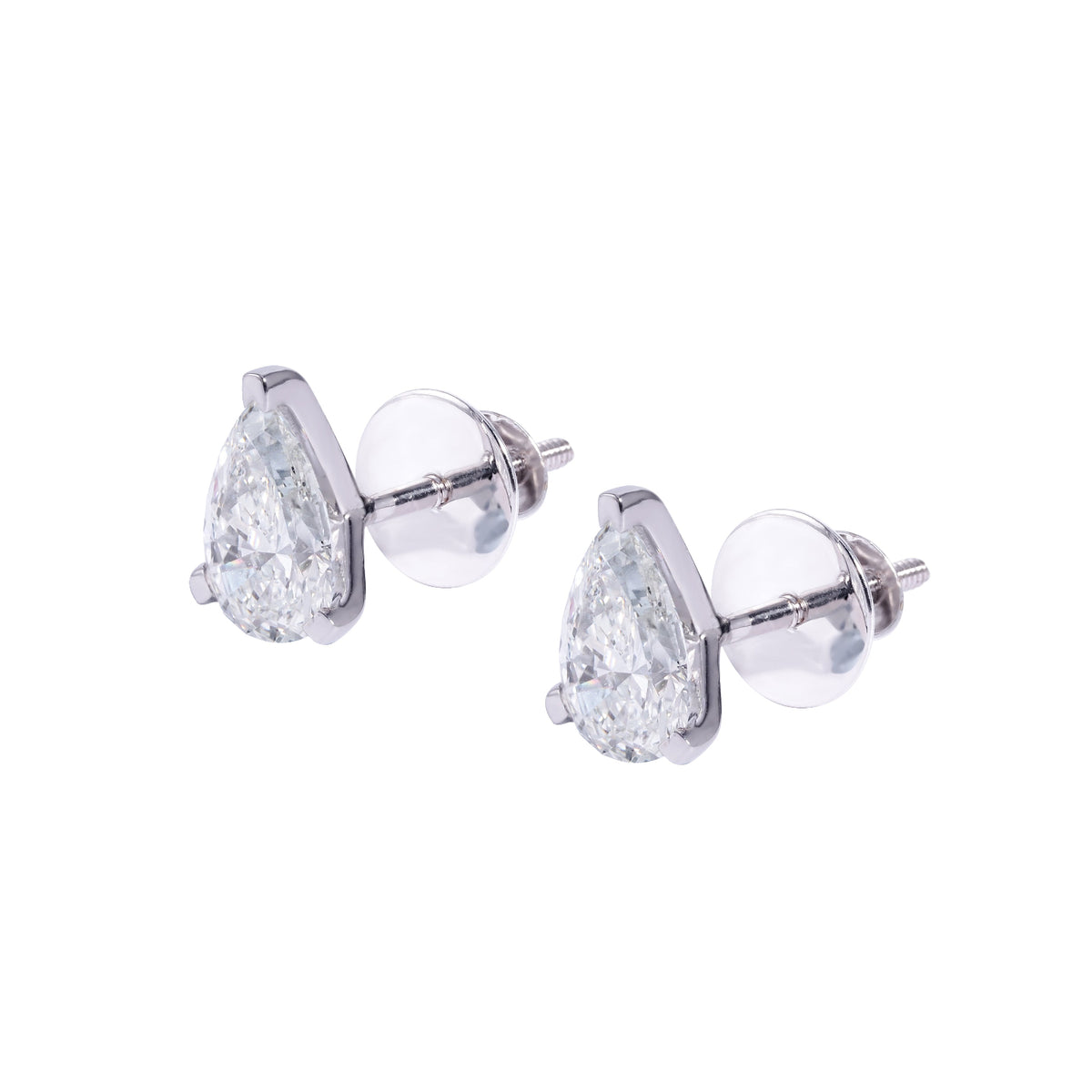 Pear Stud Earrings  in Martini Setting- GIA/IGI certified