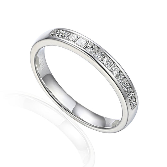 Princess Cut Diamond Channel Set Half Eternity Ring