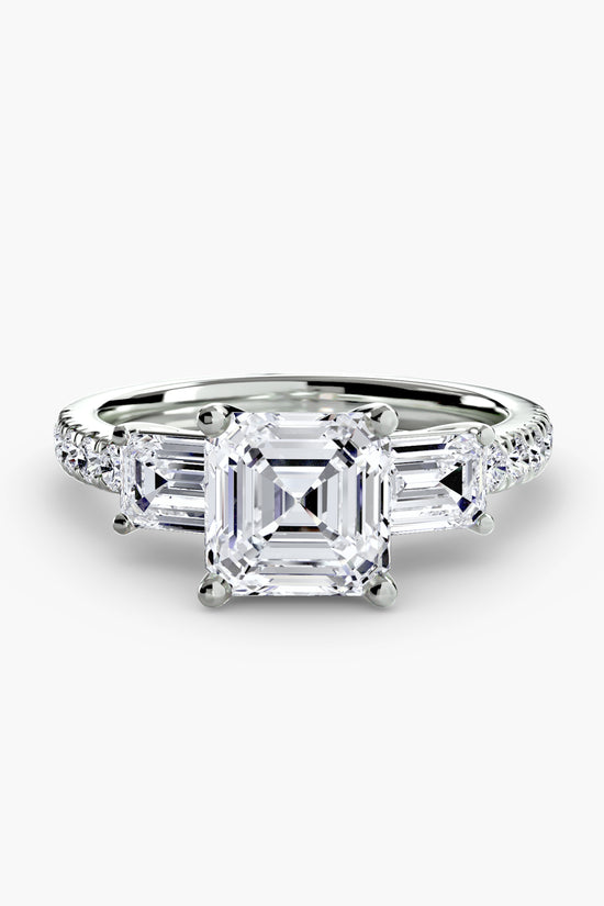 Three-Stone Ring with Pavé Band 4