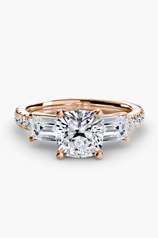 Three-Stone Ring with Pavé Band 4