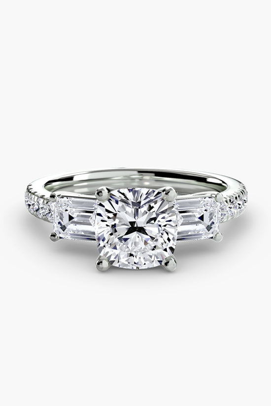 Three-Stone Ring with Pavé Band 4