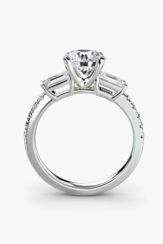 Three-Stone Ring with Pavé Band 4