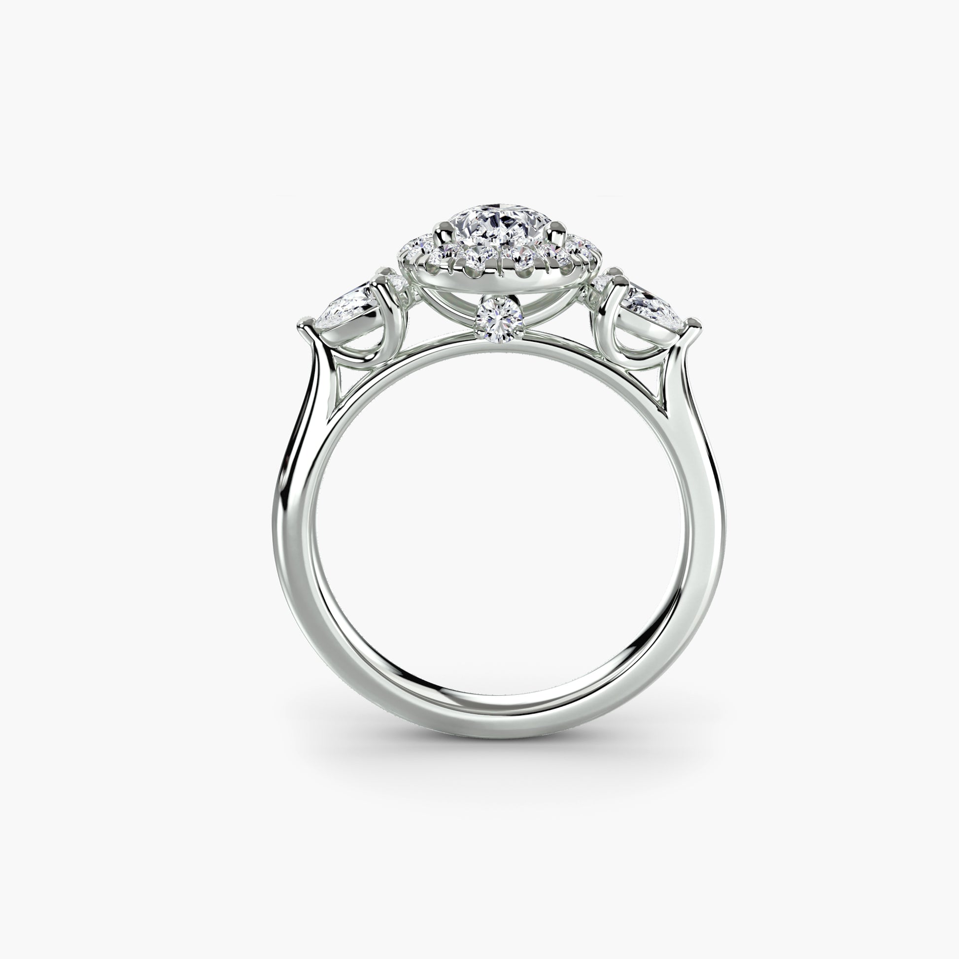 Three-Stone Ring with Halo