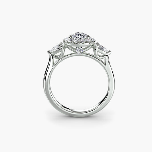 Three-Stone Ring with Halo