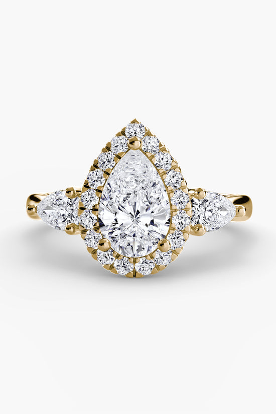 Three-Stone Ring with Halo