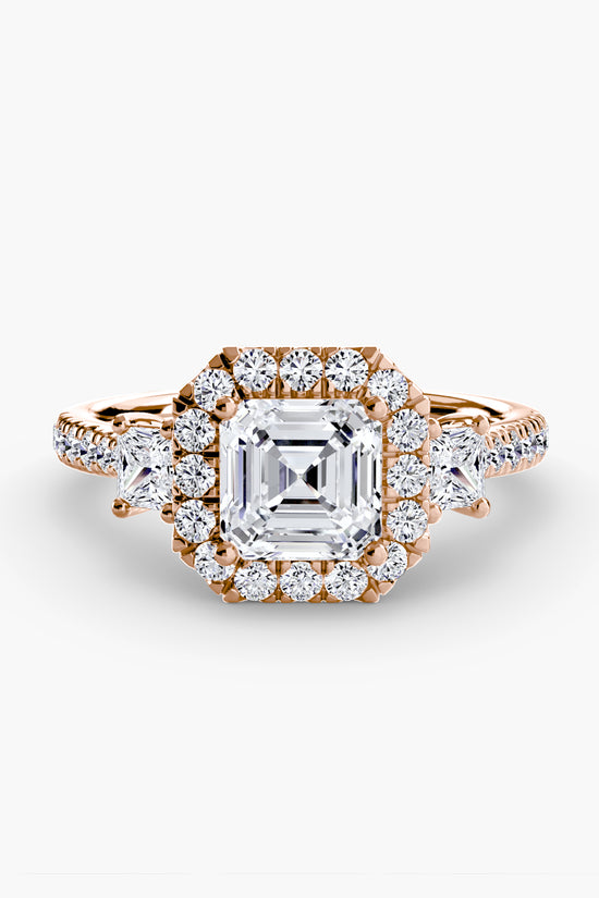 Three-Stone Ring with Halo 2
